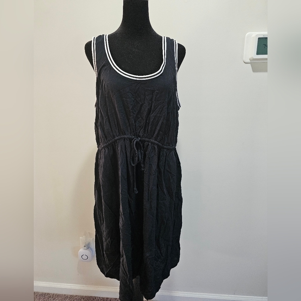 TORRID Ribbed drawstring tank sleeveless black dress size 2{This is Torrid size}